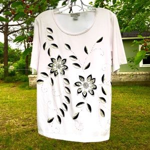 Coral Bay Black & White Flowered Shirt